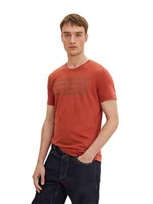 TOM TAILOR Hombre Camiseta con estampado 1034398, 26006 - Chili Oil Red, 3XL