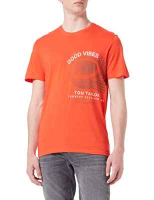 TOM TAILOR Hombre Camiseta con estampado de verano 1031945, 10524 - Grenadine Red, M
