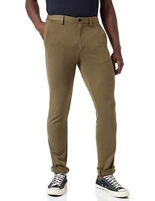 Tommy Hilfiger Bleecker MDRN Chino Jersey Pantalones, Army Green, 29W / 29L para Hombre