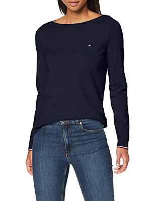Tommy Hilfiger Boat Neck Sweater, Suéter para Mujer, Azul (Desert Sky), XS