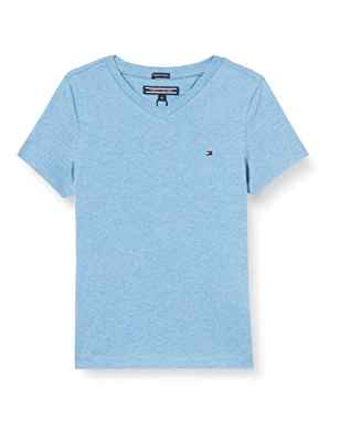 Tommy Hilfiger Boys Basic Vn Knit S/s Camiseta, Azul (Dark Allure Heather 408), 122 (Talla del Fabricante: 7) para Niños