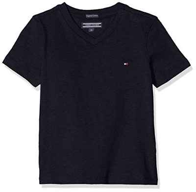 Tommy Hilfiger Boys Basic Vn Knit S/s Camiseta, Azul (Sky Captain 420), 176 (Talla del Fabricante: 16) para Niños