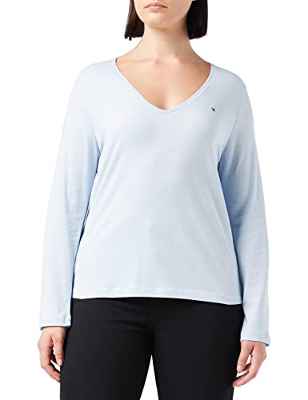 Tommy Hilfiger Camiseta clásica Regular V-nk L, Breezy Blue, XXXL para Mujer
