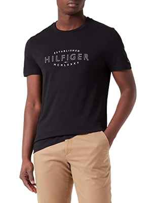 Tommy Hilfiger Camiseta con Logotipo Curve Hilfiger S/S, Black, XXL para Hombre