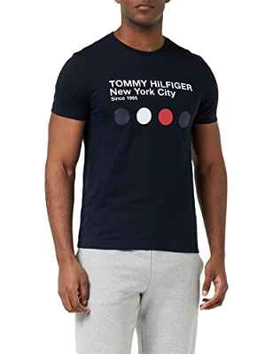 Tommy Hilfiger Camiseta gráfica Metro Dot S/S, Desert Sky, 3XL para Hombre