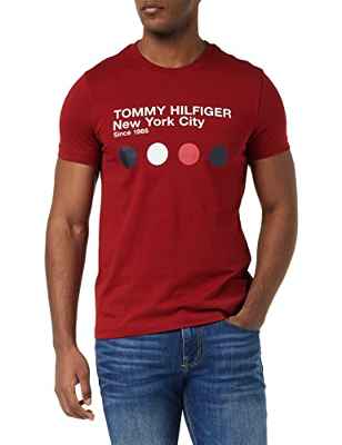 Tommy Hilfiger Camiseta gráfica Metro Dot S/S, Regatta Red, XL para Hombre