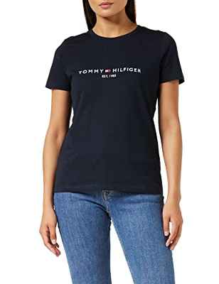 Tommy Hilfiger Camiseta para Mujer Heritage Hilfiger C-Nk Reg Tee con Cuello Redondo, Azul (desert Sky), L