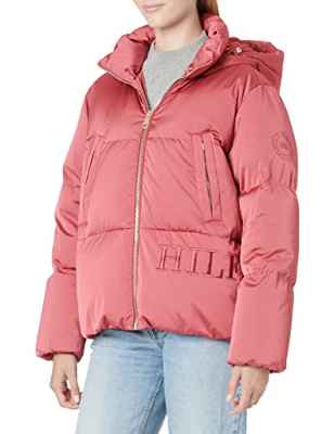 Tommy Hilfiger Chaqueta con Capucha de satén plumón, Frosted Raspberry, L para Mujer