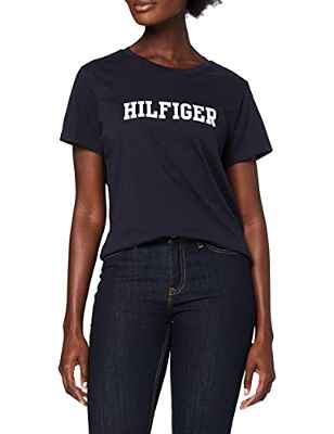 Tommy Hilfiger Cn tee SS Hilfiger Camisa, Desert Sky, LG para Mujer