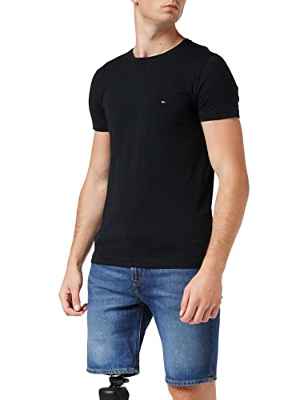 Tommy Hilfiger Core Stretch Slim Cneck tee Camiseta, Negro (Flag Black 083), XL para Hombre