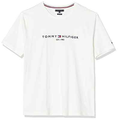Tommy Hilfiger Core Tommy Logo tee Camiseta, Blanco (Snow White 118), Talla Única (Talla del Fabricante: XXX-Large) para Hombre