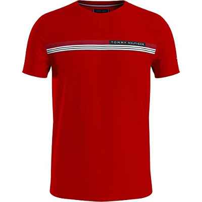 Tommy Hilfiger Corp Chest Front Logo tee Camiseta, Primary Red, L para Hombre