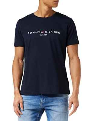 Tommy Hilfiger Logo T-Shirt Camiseta, Azul (Sky Captain 403), XS para Hombre