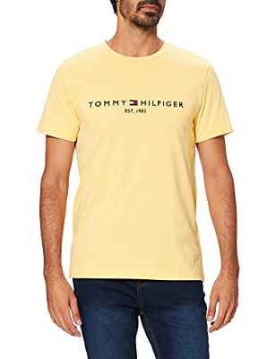 Tommy Hilfiger Organic Cotton Logo T-Shirt Camiseta, Morning Glow, S para Hombre