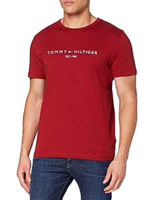 Tommy Hilfiger Organic Cotton Logo T-Shirt Camiseta, Regatta Red, S para Hombre