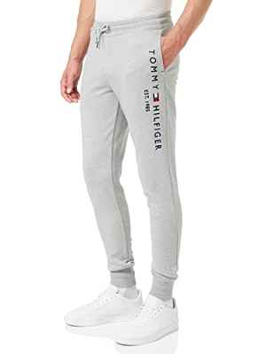 Tommy Hilfiger Pantalón de Chándal Hombre Tommy Logo Sweatpants Regular Fit, Gris (Light Grey Heather), Xl