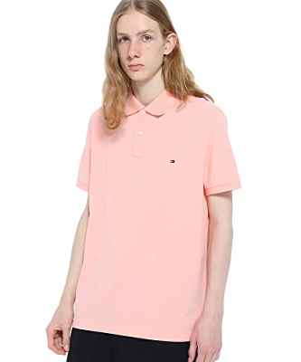 Tommy Hilfiger Print Under Collar Regular Polo Camisa, Sunset Peach, S para Hombre