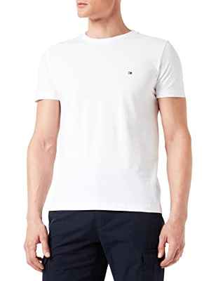 Tommy Hilfiger Stacked Hilfiger Back Logo tee Camiseta, White, XS para Hombre