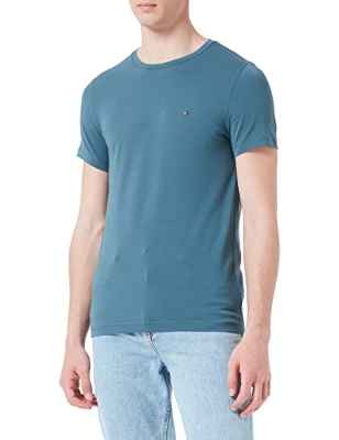 Tommy Hilfiger Stretch Slim Fit tee Camiseta, Mercury Marine, 3XL para Hombre