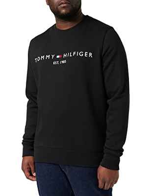 Tommy Hilfiger Sudadera Hombre Tommy Logo Sweatshirt con Cuello Redondo, Negro (Black), Xl