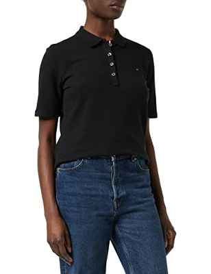 Tommy Hilfiger TH Essential Reg Polo SS Camiseta, Black, XS para Mujer