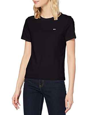 Tommy Hilfiger Tjw Regular Jersey C Neck Camiseta, Negro (Black), XL para Mujer