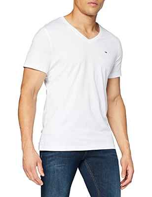 Tommy Jeans Original Jersey Camiseta, Blanco (Classic White 100), Large para Hombre