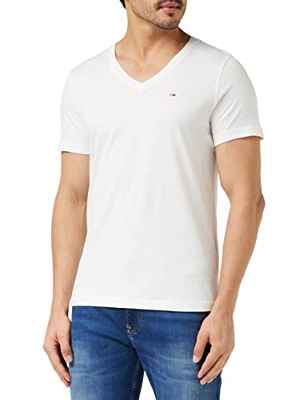 Tommy Jeans Original Jersey, Camiseta Hombre, Blanco (classic White 100), XS