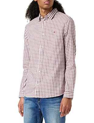 Tommy Jeans TJM Essential-Camisa de Cuadros, Blanco/Multi Check, L para Hombre