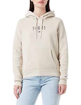 Tommy Jeans TJW REG Essential Logo 1 Hoodie Sudadera con Capucha, Savannah Sand, L para Mujer