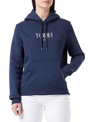 Tommy Jeans TJW REG Essential Logo 1 Hoodie Sudadera con Capucha, Twilight Navy, L para Mujer