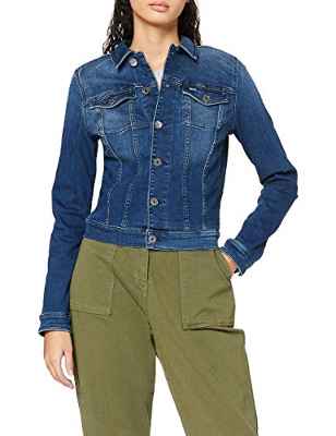 Tommy Jeans Vivianne Slim Trucker NNMBS Chaqueta, Nuevo Niceville Mid Blue Stretch, L para Mujer