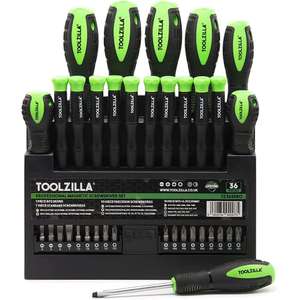 TOOLZILLA Juego de destornilladores magnéticos profesionales de 36 piezas y soporte…