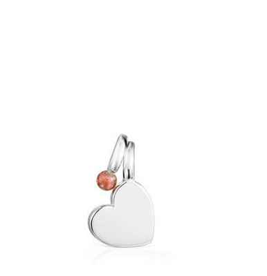 TOUS Pack de Colgantes pequeños Sweet Dolls corazón de Plata y Granate, tamaño 0,7cm
