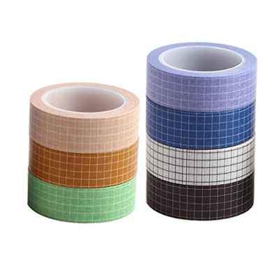 Toyvian 7 Piezas de Cuadrícula Washi Tape Set Cintas Adhesivas de Papel Adhesivas para Bricolaje Decoradores Planificadores Scrapbooking Adhesivo Suministros para Fiestas Escolares (Colores Mezclados)