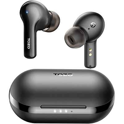 TOZO A2 Mini Wireless Earbuds Bluetooth 5.3 en el oído Auriculares inalambricos livianos Micrófono Incorporado, IPX5 a Prueba de Agua, Sonido Premium Auriculares de conexión de Larga Distancia, Negro