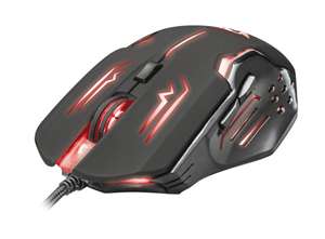 Trust Gaming, Alámbrico, GXT 108 Rava - Ratón Gaming con iluminación, Color Negro