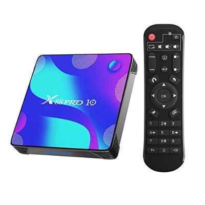Turewell Android 10.0 TV Box, 2GB RAM 16GB ROM RK3318 Quad-Core 64bit Cortex-A53 Support 2.4/5.0GHz Dual-Band WiFi BT4.0 3D 4K 1080P H.265 10/100M Ethernet HDMI2.0 Smart TV Box