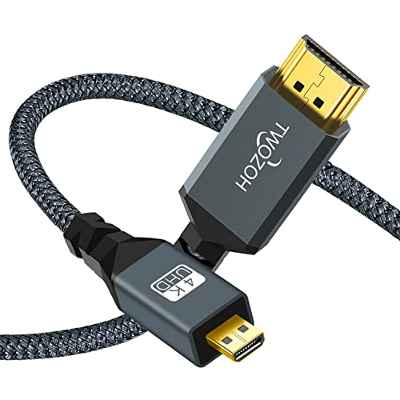 Twozoh - Cable Micro HDMI a HDMI 1M, Micro HDMI Tipo D a HDMI Tipo A supporta 4K/60Hz 1080P 2.0a/b 2.0/1.4a