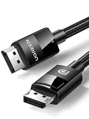 UGREEN Cable DisplayPort 1.4, 8K UHD Cable DP Macho a Macho, Soporte 8K@60Hz/4K@144Hz/2K@165Hz, Freesync/G-Sync, HDR, 3D, Alta Velocidad 32.4Gbps, Compatible con Tarjeta Gráfica, TV, Monitor, 3Metros