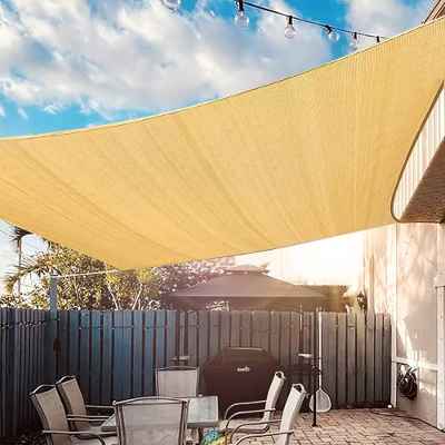 UIRWAY Toldo Vela de Sombra Rectangular 3 x 4 m,185 g/m² HDPE,Transpirable,95% Protección Rayos UV para Patio, Jardín, Pérgola, Patio Trasero