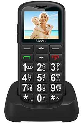 Uleway Teléfonos Móviles para Mayores con Teclas Grandes, Doble SIM Senior Telefonos Basicos con SOS Botón, una Base de Carga, Fácil de Usar para Ancianos (Negro)