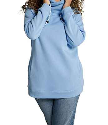 Ulla Popken Damen, Stehkragen, Taschen, Raglan-Langarm Sweatshirt, Blue Cascade, 50/52