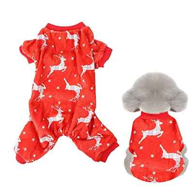 ULTECHNOVO Pijamas para Perros Navidad Franela Traje Cachorro Vacaciones Alce Ropa Disfraz de Navidad para Mascotas