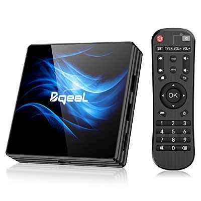 Última Versión Android TV Box 【4GB RAM+64GB ROM】 Bqeel Android 10.0 TV Box RK3318 Quad-Core 64bit Cortex-A53 con 5GHz / 2.4GHz WiFi ,BT 4.0,2k*4K UHD H.265, USB 3.0 Smart TV Box