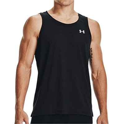 Under Armour Streaker Singlet Camiseta, Black/Black/Reflective, M para Hombre