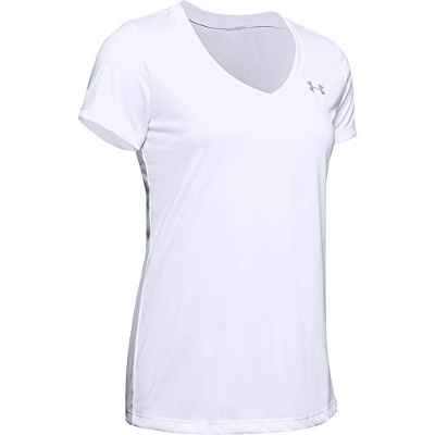 Under Armour Tech Short Sleeve V-Solid Camiseta, Mujer, Blanco (White/Metallic Silver), S