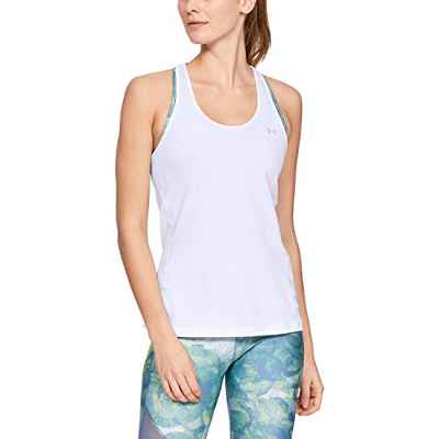 Under Armour UA Heatgear Racer Camiseta sin Mangas, Mujer, Blanco (White/Metallic Silver), M