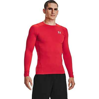 Under Armour UA HG Armour Comp LS, camiseta de manga larga hombre, Rojo (Red / White) , M