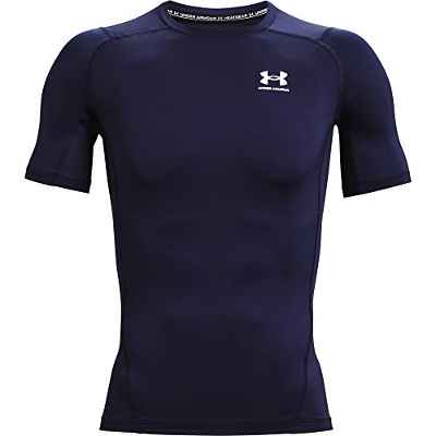 Under Armour UA HG Armour Comp SS Camiseta para Hombre, Azul (Midnight Navy/White), 2XL